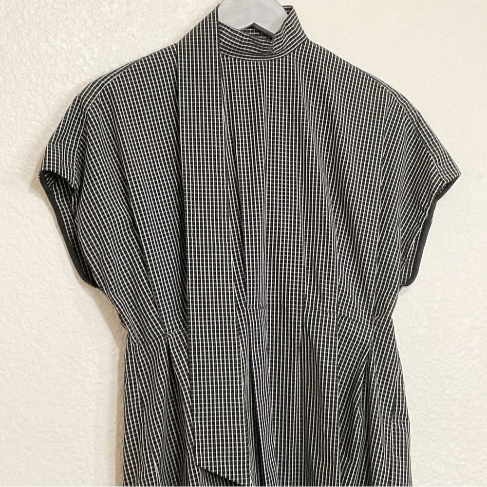Fame and Partners Sebastian Top 40s Style Button Back Peplum Grid Windowpane - Picture 7 of 13